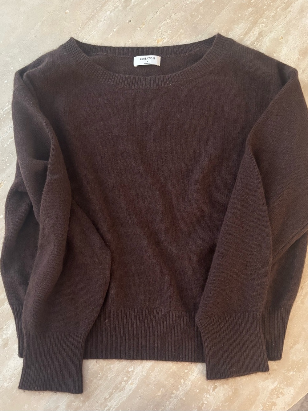 Babaton Dark Brown Luxe Cashmere Crew Sweater